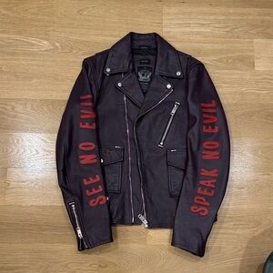 Diesel Leather Jacket with Red Text